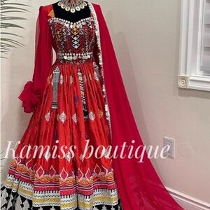 Elegant Red Embroidered Dress